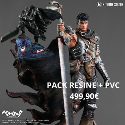 PACK Berserk - Combo 2 Statues Guts Résine 1/6 + Guts PVC Akihabara Legend 1/8 | Kitsune Statue