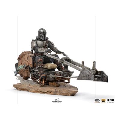 Star Wars The Mandalorian statuette 1/10 Deluxe Art Scale Mandalorian on Speederbike 18 cm | IRON STUDIOS