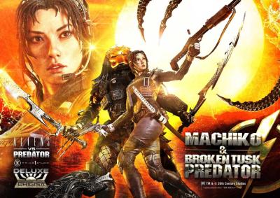 Aliens vs Predator Comic UPM Machiko & Broken Tusk Predator Deluxe Version Statue 1/4 84cm Prime 1 Studio