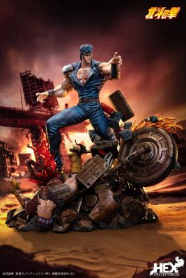 Hokuto no Ken diorama resine 1/6 Kenshiro Ken le Survivant moto en flammes | HEX COLLECTIBLES