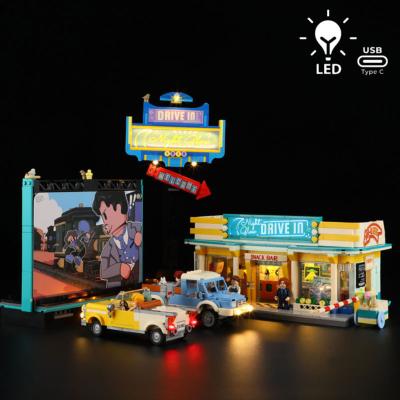 Lumibricks Road Trip Night Glow Drive-In Set Construction LED 1760 pcs 35cm